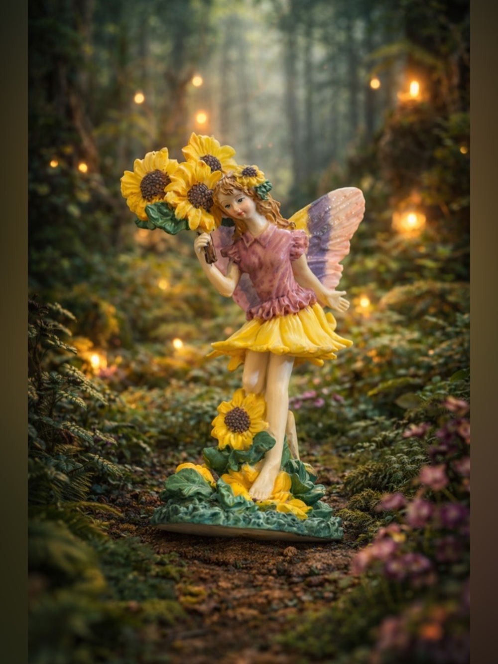 Enchanted Sunflower 🌻 Fairy 🧚‍♀️ Figurine Statue Spring Summer Magical Harvest